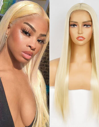 Long straight lace front blonde wigs