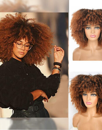 ombre brown kinky curly afro wigs for black women