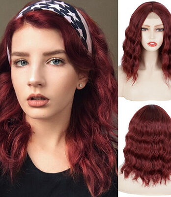 short curly wine red wigs