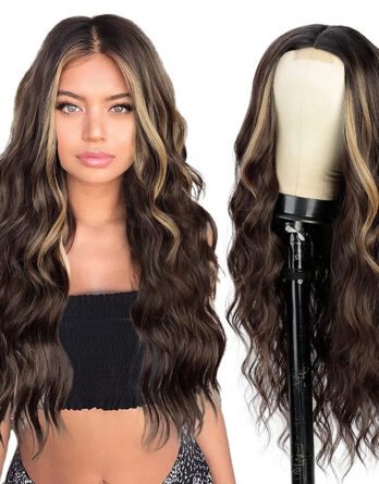 synthetic long curly highlight lace front wigs