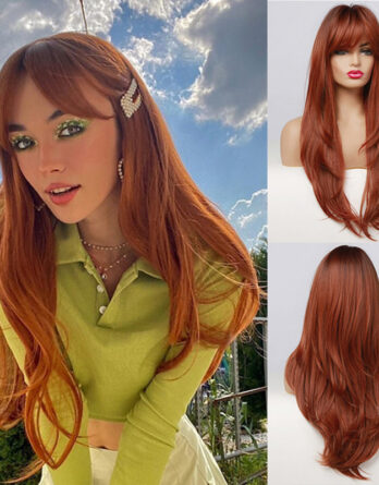 Synthetic Copper Orange Cosplay Wigs for Women