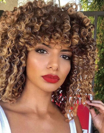 afro kinky curly wig ombre blonde wig with bangs for black women