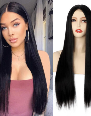 long straight lace front black wigs