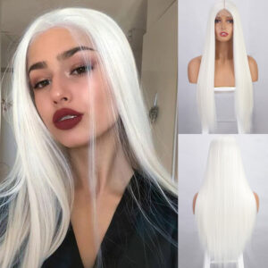 long straight white wigs