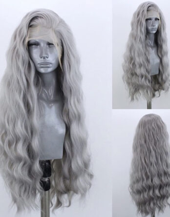 Long Curly Grey Lace Wigs